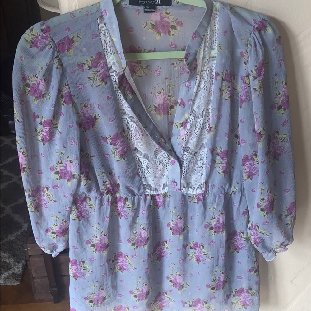 Sheer floral blouse